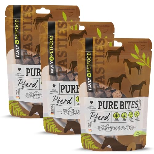 FAVLY Petfood Pure Bites Pferd: Trainingsleckerli für Hunde - Sorte: Pferd (Monoprotein) 360g - getreidefrei, zuckerfrei, kleines & softes Hundeleckerli - hohe Akzeptanz (3er Pack) von FAVLY Petfood
