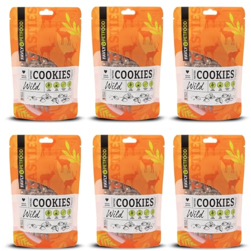 FAVLY Petfood Nature Cookies: getreidefreier Hundekeks - Sorte: Wild 720g - nur 4 Zutaten, zuckerfrei, kleines & Crunchy Hundeleckerli, Trainingssnack - hohe Akzeptanz (6er Pack) von FAVLY Petfood
