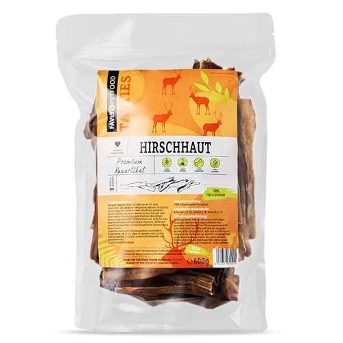 FAVLY Petfood Premium Hirschhaut für Hunde 600g - luftgetrockneter Kauartikel 100% natürlich - splitterfrei - natürliche Zahnpflege - für kleine & große Hunde FAVLY Petfood Premium Hirschhaut für Hunde 600g - luftgetrockneter Kauartikel 100% natürlich - splitterfrei - natürliche Zahnpflege - für kleine & große Hunde von FAVLY Petfood