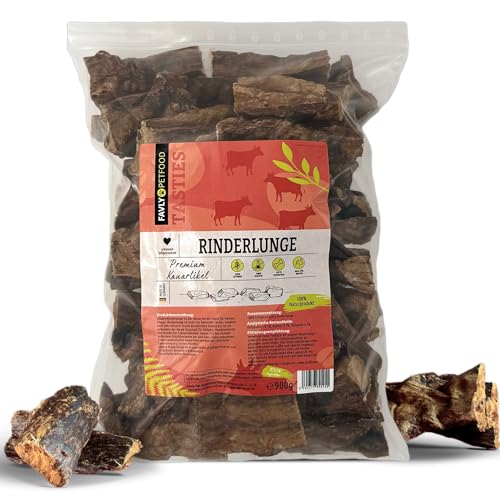 FAVLY Petfood Premium Rinderlunge für Hunde 900g - luftgetrockneter Kauartikel 100% natürlich - splitterfrei, weich - natürliche Zahnpflege - für Welpen & große Hunde von FAVLY Petfood