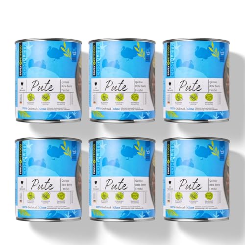 Favly Hundefutter Pute mit Quinoa, Roter Bete & Fenchel 6x800g – Hochwertiges Nassfutter für Hunde mit empfindlichem Magen von FAVLY Petfood