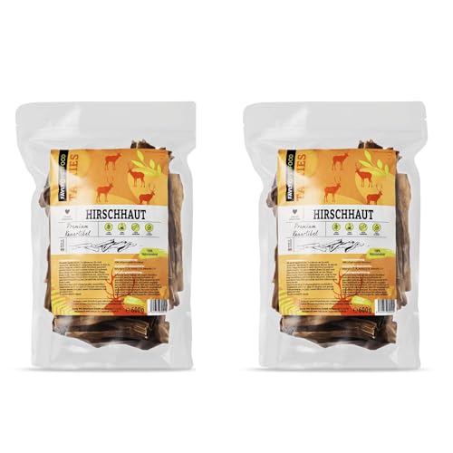 Favly Premium Hirschhaut 2x600g – Kausnacks für Hunde, langes Kauvergnügen, ohne Zusätze von FAVLY Petfood