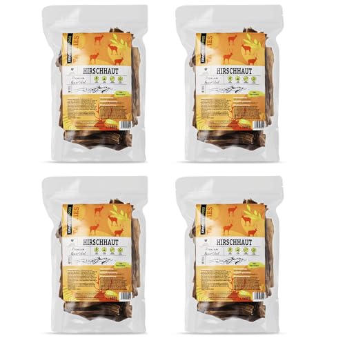 Favly Premium Hirschhaut 4x600g – Premium Hundekausnack, fettarm & allergikerfreundlich von FAVLY Petfood