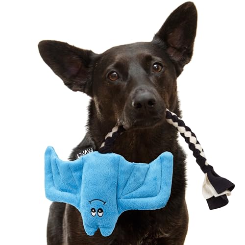 FAVPET Plüsch Hunde Spielzeug Fledermaus, Robustes Hundespielzeug Quietschend Große und Kleine Hunde, Quietschendes Spielzeug Plüschtier, Lustiges Hundespielzeug Welpen Plüsch (Blau) von FAVPET