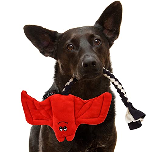 FAVPET Plüsch Hunde Spielzeug Fledermaus, Robustes Hundespielzeug Quietschend Große und Kleine Hunde, Quietschendes Spielzeug Plüschtier, Lustiges Hundespielzeug Welpen Plüsch (Rot) von FAVPET