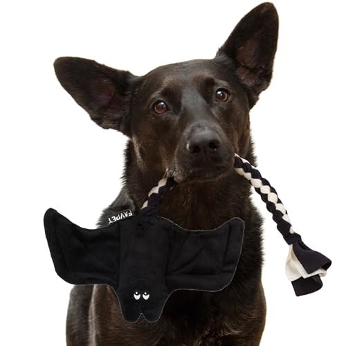 FAVPET Plüsch Hunde Spielzeug Fledermaus, Robustes Hundespielzeug Quietschend Große und Kleine Hunde, Quietschendes Spielzeug Plüschtier, Lustiges Hundespielzeug Welpen Plüsch (Schwarz) von FAVPET