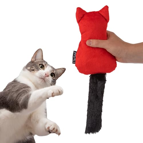 FAVPET Plüsch Katzenspielzeug mit Glöckchen, Schmusekissen für Katzen,Spielzeug Plüschtiere, Kuscheltier für Katzen, Plüsch Katze, Spielzeug für Kitten (Rot) von FAVPET