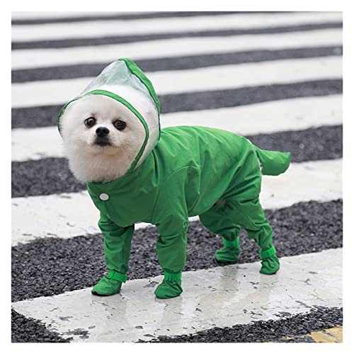 Full Cover Hunderegenmantel Einteilige wasserdichte Hunderegenstiefel Kleidung für kleine Hunde Einteiliger Regenmantel (Color : Green, Size : S) von FAXIOAWA