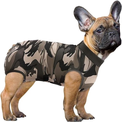 Hunde-Erholungsanzug – Leichter Inkontinenz-Anti-Lecken-OP-Anzug für Haustiere für weibliche Hunde – Original-Erholungsanzug – Vu01, Greencamouflage-XXL von FAXIOAWA