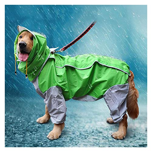 Hunde-Regenmantel, wasserdichter Hundeanzug, Regenmantel, mittelgroßer Hund, Kapuzenjacke, Poncho, Haustier-Regenmantel (Color : Green, Size : 12) von FAXIOAWA