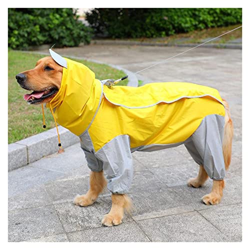 Hunde-Regenmantel, wasserdichter Hundeanzug, Regenmantel, mittelgroßer Hund, Kapuzenjacke, Poncho, Haustier-Regenmantel (Color : Yellow, Size : 14) von FAXIOAWA