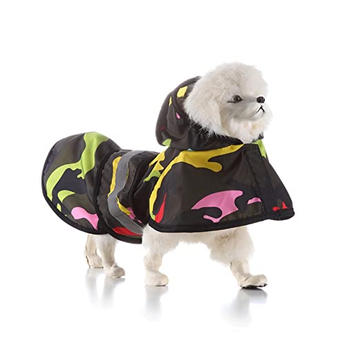 Hunde-Regenmantel Große wasserdichte Mantel-Regenjacke für Hunde mit Kapuze und Halsband und Geschirrloch transparenter Krempe, atmungsaktive verstellbare Regenmantel-Jacke mit Kapuze für Hunde (Col von FAXIOAWA