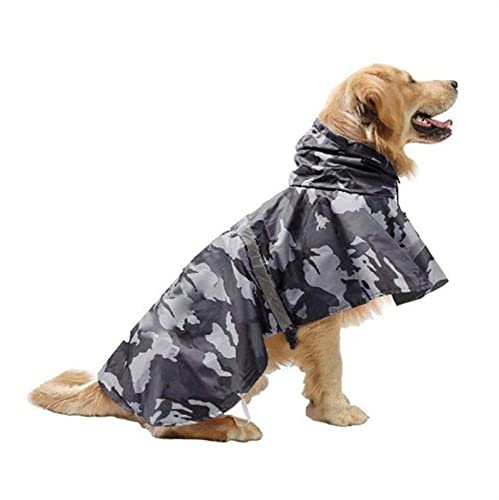 Hunde-Regenmantel Haustier-Hunde-Regenmantel Tarnung Reflektierender Regenmantel für Hunde, verstellbar, Golden Retriever, mittelgroß, Hundekleidung, wasserdicht, leicht (Color : Grey Camouflage, SI von FAXIOAWA