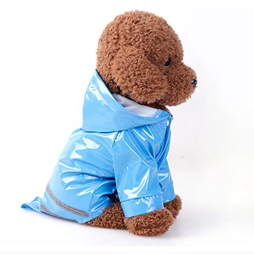 Hunde-Regenmantel Leichter Haustier-Regenponcho für kleine bis mittelgroße Hunde, mit Halsband-Geschirrloch – PU-reflektierende wasserdichte Hunde-Regenjacke mit Kapuze von FAXIOAWA