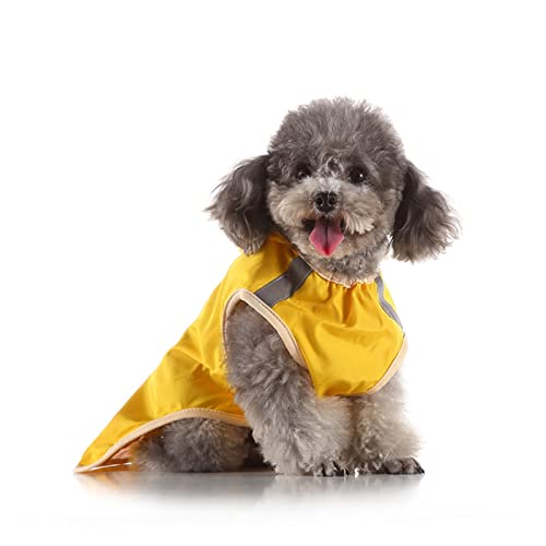 Hunde-Regenmantel für große Haustiere, wasserdichter Mantel, Regenjacke für Hunde mit Kapuze und Halsband und Geschirrloch, transparenter Krempe, atmungsaktiv, verstellbar, Hunde-Regenmantel mit Kap von FAXIOAWA