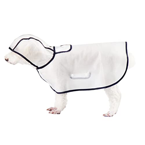 Hunde-Regenmantel mit Kapuze, leicht, wasserdicht, transparent, PVC, Regenbekleidung, Poncho, wasserdichter Hunde-Regenmantel, Haustier-Regenjacke für kleine, mittelgroße oder große Hunde, Weiß L von FAXIOAWA