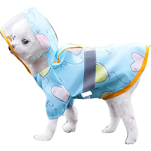 Hunde-Regenmantel mit Kapuze, niedlicher Ballon-Print, leichte Regen-Poncho-Jacke mit reflektierendem Streifen für kleine, mittelgroße Haustier-Regenmäntel von FAXIOAWA
