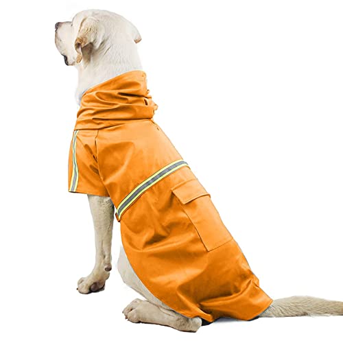 Hunde-Regenmantel mit Kapuze, reflektierende sichere Streifen, wasserdichter Mantel mit Geschirrloch, reflektierender Streifen, leichte Outdoor-Kleidung oder mittelgroßer Hund von FAXIOAWA