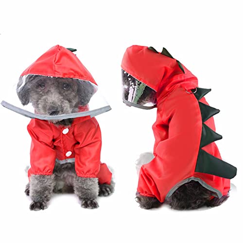 Hunde-Regenmantel mit Kapuze, wasserdichte Hundejacke, reflektierender Overall, Outdoor-Bekleidung mit Mesh-Futter, leicht und atmungsaktiv (Size : S-XXL) Red-S von FAXIOAWA