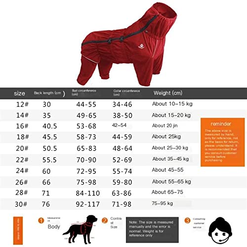 Hunde-Regenmantel mit hoher Wasserdichtigkeit für Hunde Reflektierender Vierbein-Regenschutz-Overall für Welpen (Color : 208 Red, Size : L) von FAXIOAWA
