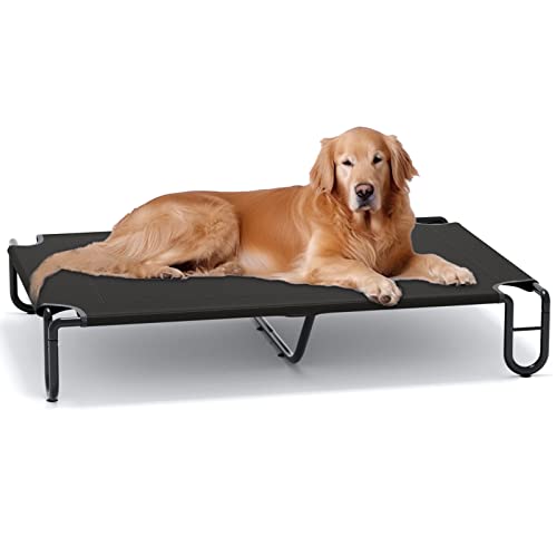 FAYDUDU Hundebett Grosse Hunde Hundeliege Outdoor Erhöhte Hundebett mit Kühlender Wirkung Katzenbett Haustierbett Waschbar Dauerhaft (Schwarz, XL) von FAYDUDU