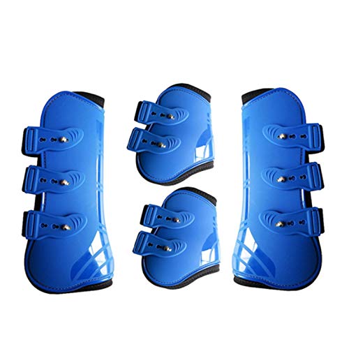 FAYETTE Reiten Vorne Hinterpferdebeinstiefel Schutzfolie PU Leder Reittrainingsschutz Durable Outdoor Blau von FAYETTE