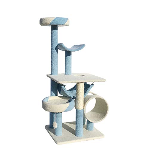 Katzenbaum, Katzenspielzeug, Katzenkratzbaum, Aktivitätszentrum mit Hängemattentzenkratzbaum, Aktivitätszentrum mit Hängematten und Lebensräumen, Plattform, Katzenturm (blau wie abgebildet) von FBHappiness