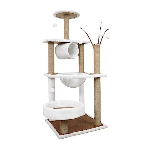 Katzenbaum, Katzenturm, Kratzbaum, Katzen-Springspielzeug, Haustier-AktivitätsmöKatzenbaum, Katzenturm, Kratzbaum, Katzen-Springspielzeug, Haustier-Aktivitätsmöbel (Weiß 50 x 50 x 120 cm) von FBHappiness