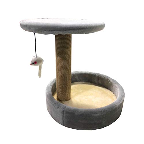 Katzenbaum, Kratzbaum, Klettergerüst mit Hängemattentisch, kleines Katzenspielzebaum, Klettergerüst mit Hängemattentisch, kleines Katzenspielzeug, Kätzchen-Spielhaus (Farbe: Grau) (Hellgrau) von FBHappiness