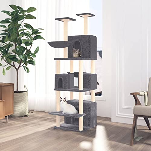 Katzenspielzeug Katzenkratzbaum Kratzbaum Katzenbaum mit Sisalkratzbaum Dunkelg Katzenspielzeug Katzenkratzbaum Kratzbaum Katzenbaum mit Sisalkratzbaum Dunkelgrau 180 cm Model171602 von FBHappiness
