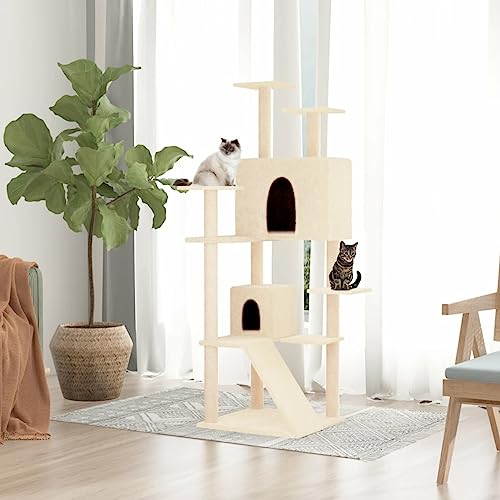 Katzenspielzeug Katzenkratzbaum Kratzbaum Katzenbaum mit cremefarbener Sisalkra Katzenspielzeug Katzenkratzbaum Kratzbaum Katzenbaum mit cremefarbener Sisalkratzsäule 153 cm Model171693 von FBHappiness