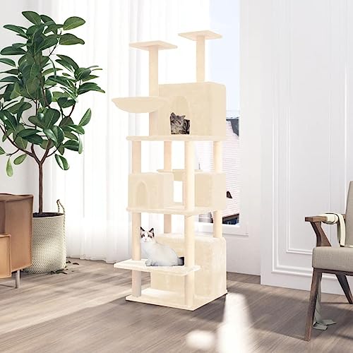 Katzenspielzeug Katzenkratzbaum Kratzbaum Katzenbaum mit cremefarbener Sisalkra Katzenspielzeug Katzenkratzbaum Kratzbaum Katzenbaum mit cremefarbener Sisalkratzsäule 180 cm Model171600 von FBHappiness