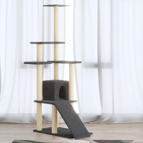 Katzenspielzeug Kratzbaum Katzenbaum mit dunkelgrauem Sisalkratzstamm 155 cm Katzenspielzeug Kratzbaum Katzenbaum mit dunkelgrauem Sisalkratzstamm 155 cm von FBHappiness