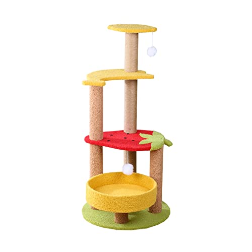 Katzenturm, Katzenbaum, Kletteraktivität für den Innenbereich, Katzenturm mit Kaktivität für den Innenbereich, Katzenturm mit Kratzbaum, Aktivitätsmöbel für Haustiere (Gelb 45 x 45 x 92 cm) von FBHappiness