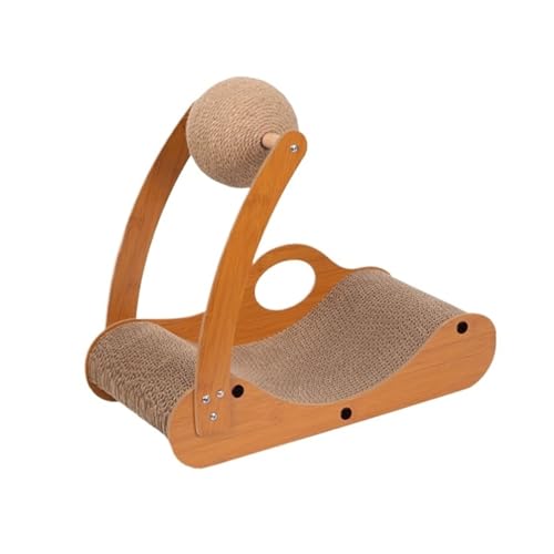 Kratzbaum aus Karton, Kratzbrett für Katzen, Schutzmöbel, Kratzkissen, Spielzeugtzbrett für Katzen, Schutzmöbel, Kratzkissen, Spielzeugbälle für Hauskatzen, Katzenzubehör (56 x 24 x 43,5 cm) von FBHappiness