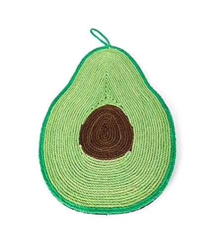 Kratzbaum aus Pappe, handgefertigtes Kratzbrett mit hängendem Seil, Heimdekoratizbrett mit hängendem Seil, Heimdekoration, Katzenkratzmatte, süßes Katzenzubehör in Lebensmittelform (Avocado) von FBHappiness