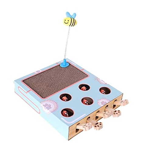 Kratzbaum für Katzen, Katzenkratzbaum, Katzenspielzeug zum Schlagen von Hamster Hamstern, 5 Löcher, Katzen, interaktives Spielzeug für Katzen, die Taschenratten jagen (blau, 36 x 26 x 6 cm) von FBHappiness