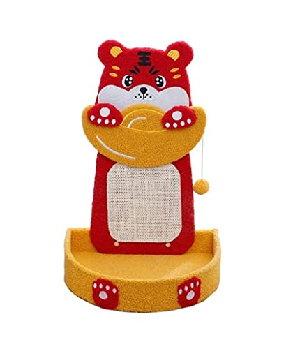 Kratzbaum für Katzen, Kratzbaum, Kratzmatte für Katzen, Flanell, Cartoon-Tigerfo Kratzmatte für Katzen, Flanell, Cartoon-Tigerform, Kratzbrett, Katzenbett, Sisalseil (Rosso, 40 x 33 x 60 cm) von FBHappiness