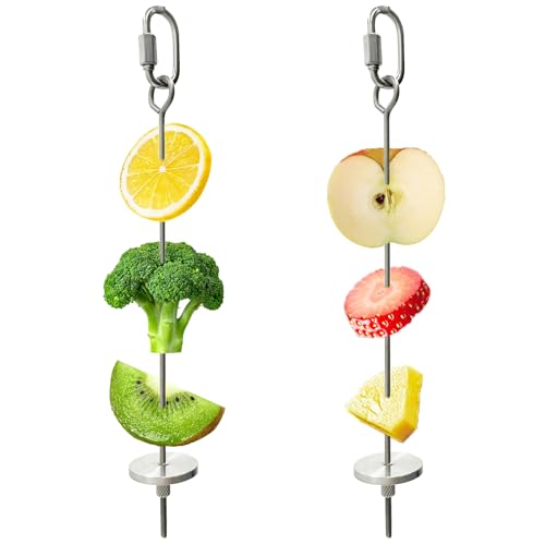 Vogelkäfig, Futterhalter, Edelstahl, für Papageien, Obst, Gemüse, Stäbchen, zum Aufhängen, Vogelkäfig, Futterspender für Kakadu, Nymphensittiche, 19 cm, 2 Stück Vogelkäfig, Futterhalter, Edelstahl, für Papageien, Obst, Gemüse, Stäbchen, zum Aufhängen, Vogelkäfig, Futterspender für Kakadu, Nymphensittiche, 19 cm, 2 Stück von FBIRDY