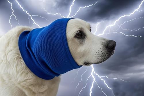 FDANDADE Hunde-Ohrenschützer, Geräuschunterdrückung, Angstlinderung, Geräuschunterdrückung für Feuerwerk, Gewitter, Haustierpflege und Trocknung (Blau, L) von FDANDADE