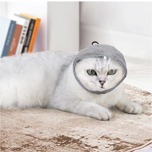 Katzenmaulkorb für die Fellpflege, verstellbare transparente Anti-Biss-Katzenmaske zum Nagelknipsen (Grau, S) von FDANDADE