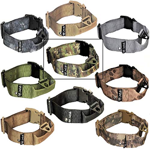 FDC Hund Tactical Halsbänder mit Griff Heavy Duty Training Militär Armee Breite 1,5 in Kunststoff Schnalle Tag Loch Mittel groß M, L, XL, XXL, L: Neck 14" - 16", Camouflage von FDC