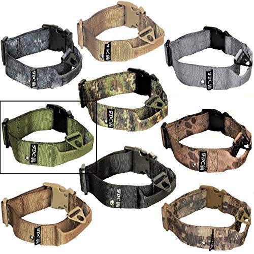 FDC Hund Tactical Halsbänder mit Griff Heavy Duty Training Militär Armee Breite 1,5 in Kunststoff Schnalle Tag Loch Mittel groß M, L, XL, XXL, XL: Neck 16" - 20", Military Green von FDC