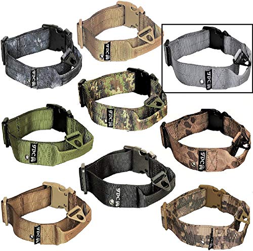 FDC Hund Tactical Halsbänder mit Griff Heavy Duty Training Militär Armee Breite 1,5 in Kunststoff Schnalle Tag Loch mittel groß M, L, XL, XXL, M: Neck 12" - 14", grau von FDC