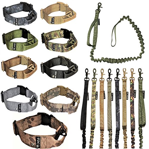 FDC Hund Tactical Halsband mit Leine Bungee Griff Heavy Duty Training Military Armee Molle Breite 1,5 in Kunststoff Schnalle Tag Loch Mittel groß M, L, XL, XXL, XL: Neck 16" - 20", Kryptek Typhon von FDC
