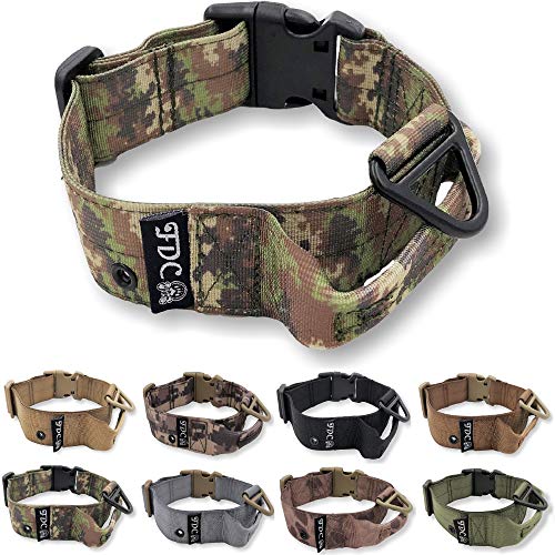 FDC Hundehalsband, robust, mit Griff, 3,8 cm breit, für Militär, Armee, Größe M, L, XL, XXL, L: Neck 14" - 16", Camouflage von FDC