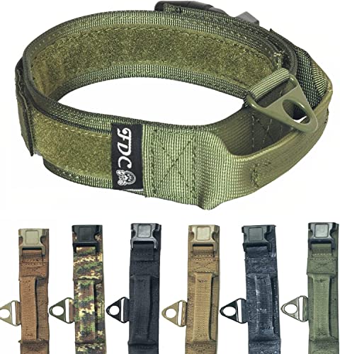 K9 Hundehalsband, strapazierfähig, mit Klettverschluss, Breite 3,8 cm, Kunststoffschnalle, Größe M, L (XL: Halsumfang 35,6 cm – 45,7 cm, Militärgrün) von FDC