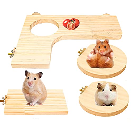 FDDD 4 Stück Hamster Spielzeug, Hamster Zubehör Set, Kleintier Spielzeug, Hamsterkäfig Zubehör, Hamster Holz Springboards für Kleintiere Hamster Chinchilla Papagei für Den Käfig von FDDD