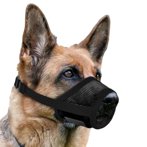 FDEETY Maulkorb für Hunde Verstellbarer Schlaufe Atmungsaktives Mesh Verhindert Beißen Sicher Atmungsaktives Bellen und Kauen Erziehungshilfen für Hunde(Eisenhaltig,M) von FDEETY