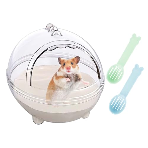 FDGGT 1 Stück Transparentes Badezimmer Für Kleine Haustiere Und 2 Stück Sandschaufel Zur Reinigung Von Hamstern, Spritzwassergeschütztes Badezimmer Für Haustiere, Reinigungsmittel Für Haustiere von FDGGT